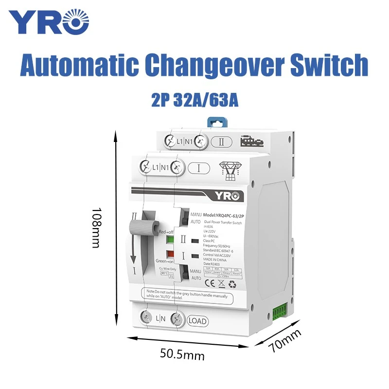 2P 63A AC220V 30ms White New ATS