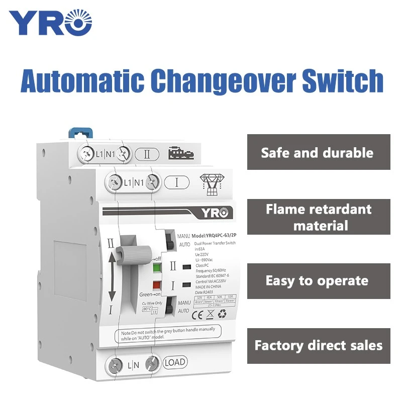 2P 63A AC220V 30ms White New ATS