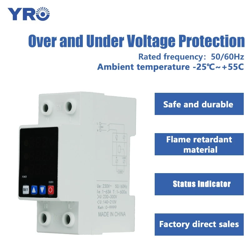 63A Over and Under Voltage with Energy Meter