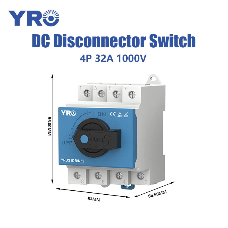 4P 32A 1000V DC Blue Disconnector Switch
